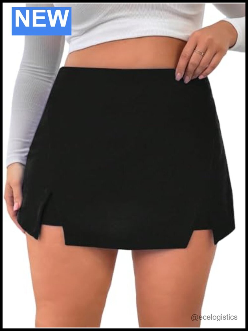 Floerns Plus Size High Waisted Asymmetrical Skort 95% Polyester, 5% Elastane